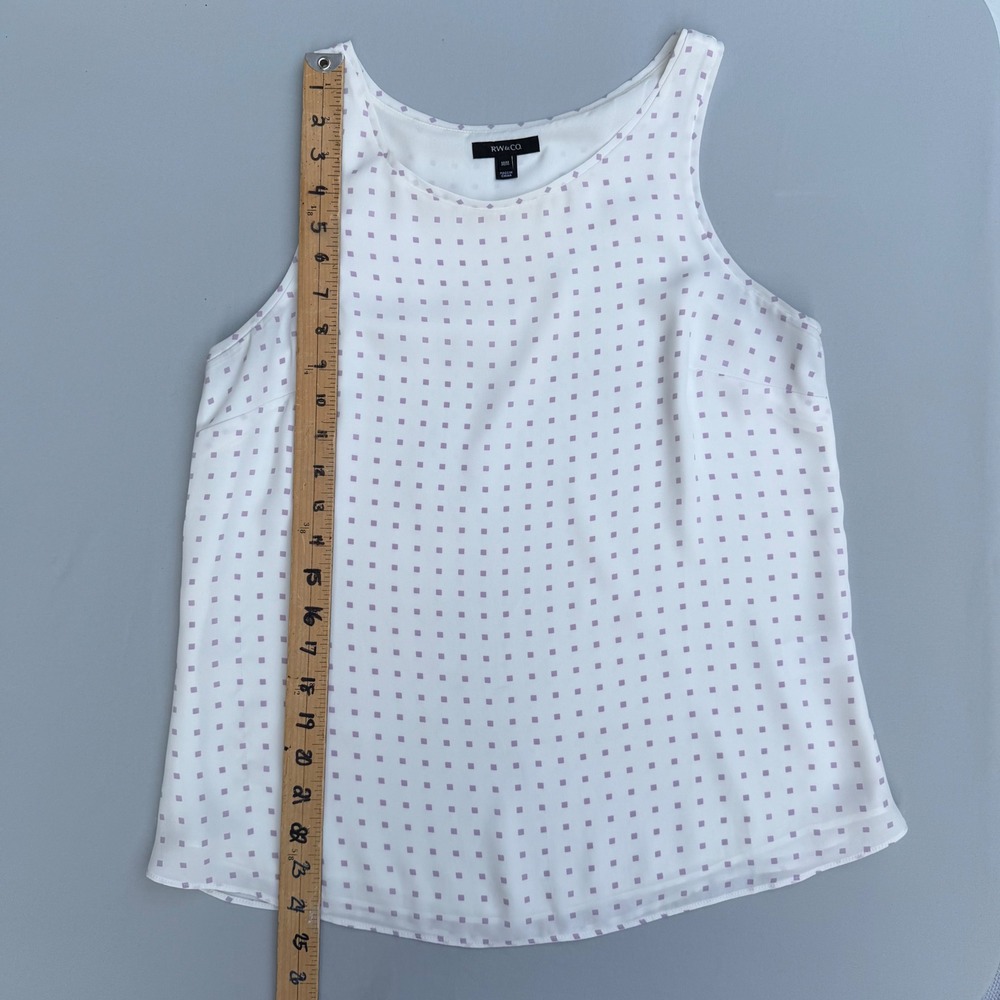 RW&CO Sleeveless Blouse Purple Geometric Dot Officecore Workwear Shell Medium - Picture 5 of 9